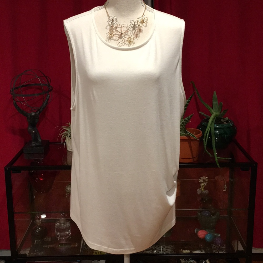 Apt.9 White Sleeveless Tunic w/Ruched Side, Sz 1X